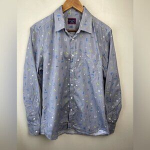 Untuckit Men’s 100% cotton slim fit button down long sleeve novelty print shirt